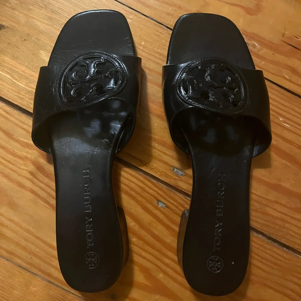 Tory Burch Black Logo Slide Mules